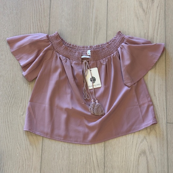 Morning Mist Dusty Mauve Crop Blouse - 8 - Picture 1 of 4
